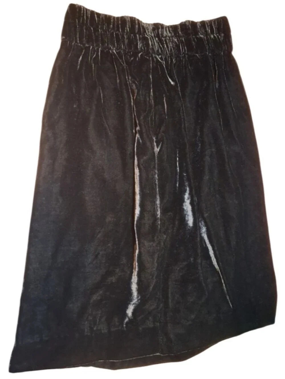 J.Crew Luxe Velvet Elastic Waist Pull-On  Knee-Length Skirt Black Small Office
